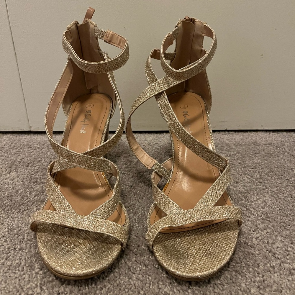 Gold sparkly heels
